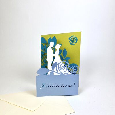 Blaue Glückwunschkarte zur Hochzeit