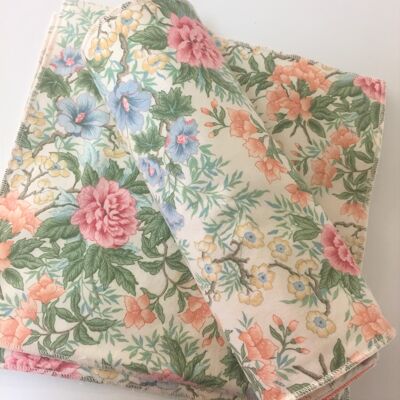 5 washable paper towels in Oeko-Tex GOTS bamboo and "Vintage Flower" fabric