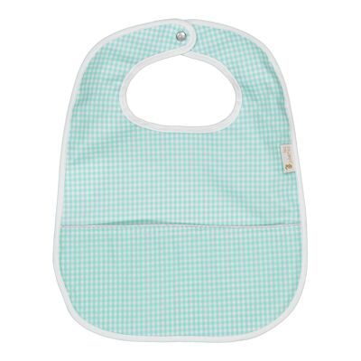 Bib with coated recovery pocket - Mint gingham