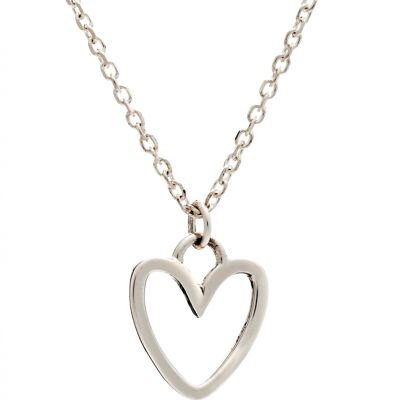 Ladies/ Girls Sterling Silver Silhouette Heart Charm Stacking Pendant Necklace