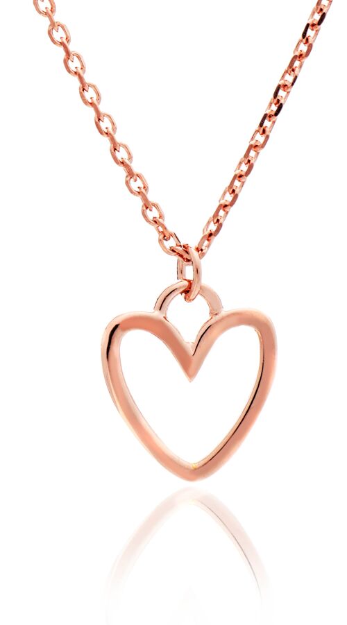 Ladies/Girls 18ct Rose Gold Vermeil Silhouette Heart Charm  Stacking Pendant Necklace