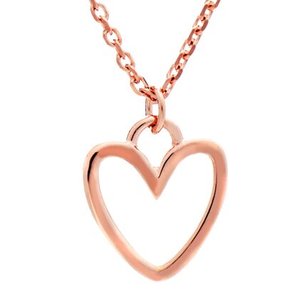 Ladies/Girls 18ct Rose Gold Vermeil Silhouette Heart Charm  Stacking Pendant Necklace