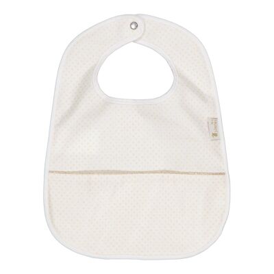 Bib with coated catch pocket - Golden dots
