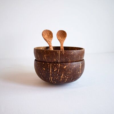Medium Duo Pack | 2 coconut bowls + 2 spoons