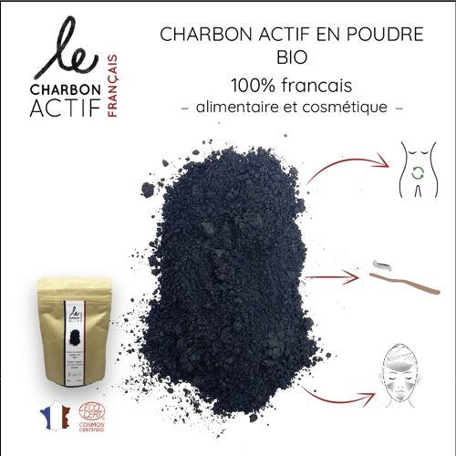 Charbon actif français bio en poudre VRAC 1kg