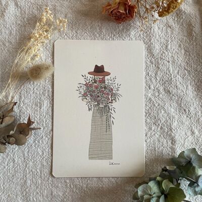 Card la donna con il bouquet