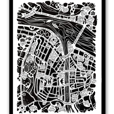 POSTER mappa della città - BAYONNE - mappa della città 50x70cm