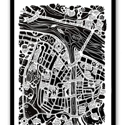 Affiche plan de ville  - Bayonne -  city map