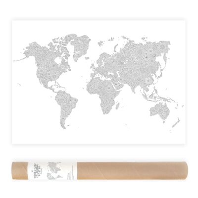 Flowers World Map Coloring Poster