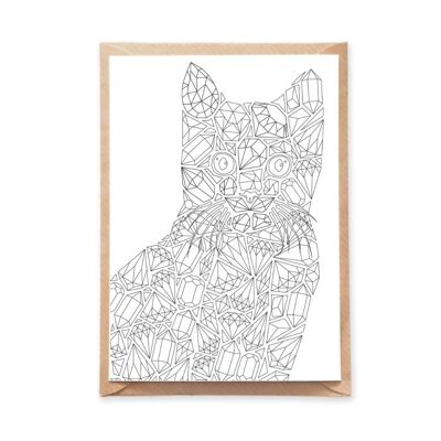 Diamonds Cat Coloring Postcard