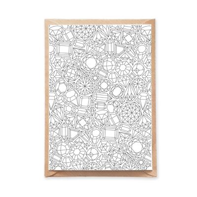 Gems Pattern Coloring Postcard