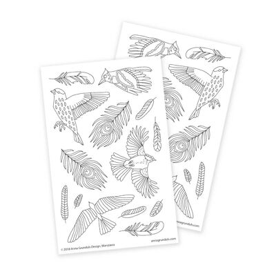 Birds Coloring Stickers, 2 Sheets