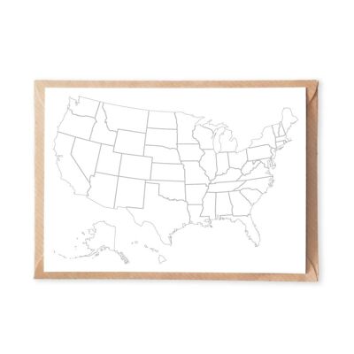 USA Coloring Map Postcard