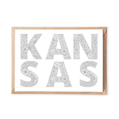 Floral Kansas Coloring Postcard