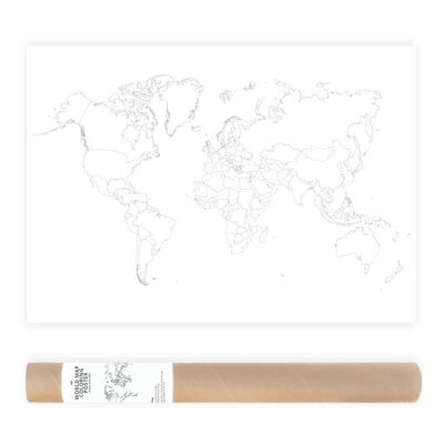 Plain Outlines World Map Coloring Poster