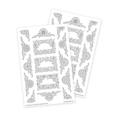 Floral Ornament Stickers Small, 2 Sheets