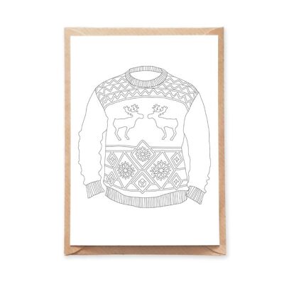 Christmas Sweater Coloring Postcard