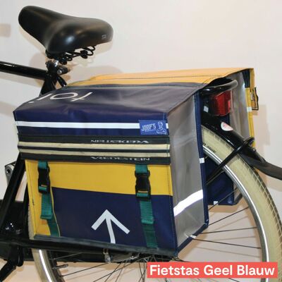 Borsa per bicicletta (striscione del festival riciclato) - giallo blu