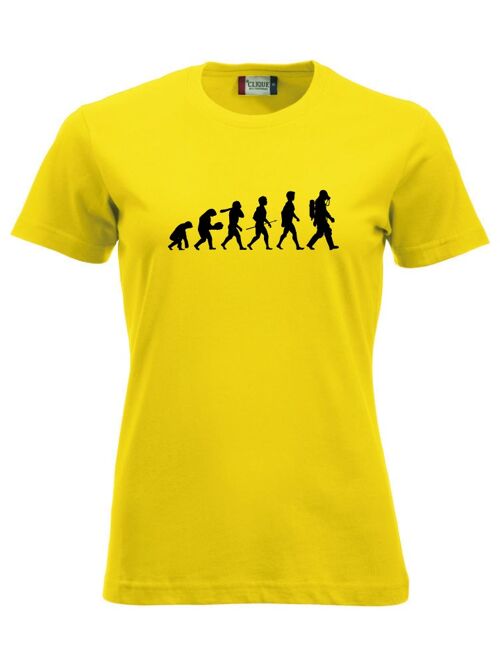 Evolution of Man T-shirt - Dames - Geel