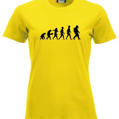 Evolution of Man T-shirt - Dames - Geel
