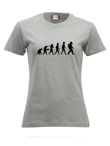 T-shirt Evolution of Man - Femme - Gris 1