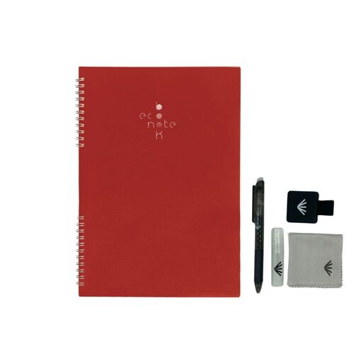 Cahier Réutilisable econotes™ A4 - Rouge - Kit accessoires inclus
