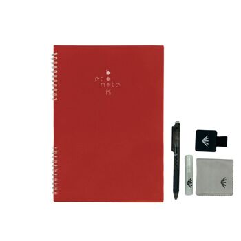 Cahier Réutilisable econotes™ A4 - Rouge - Kit accessoires inclus 6