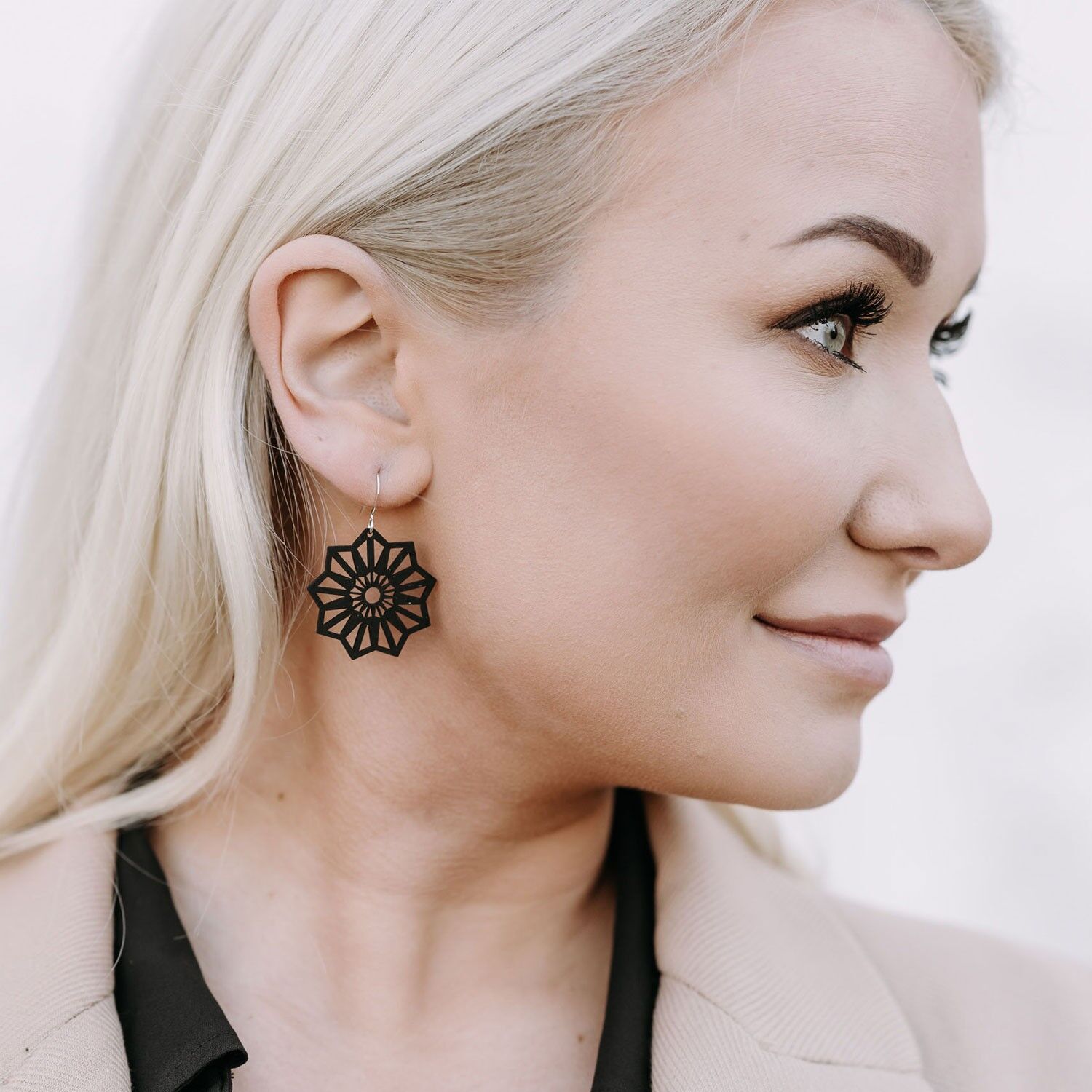 Aster-Ohrringe - Schwarz