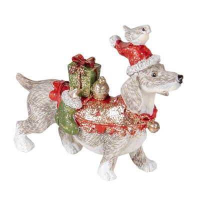 Decoratie hond met kerstmuts 10x3x8 cm 1