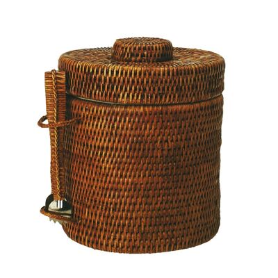 Ice bucket with tong Ice pack honey rattan