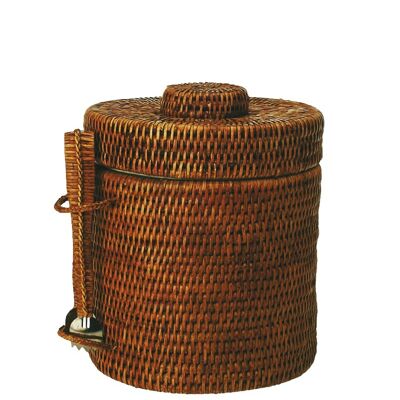 Ice bucket with tong Ice pack honey rattan