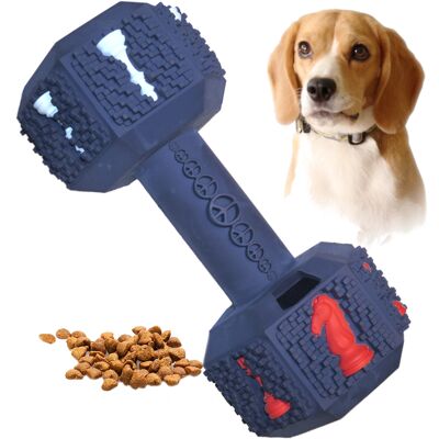 Pet-Fun® Dumbbell (Hex) Enrichment Treat Dispenser Dog Toy - Small - Blue