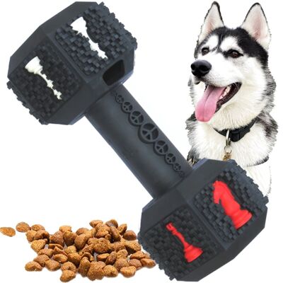 Dumbbell (Hex) Enrichment Treat Dispenser Dog Toy (size variations) - Large - Black