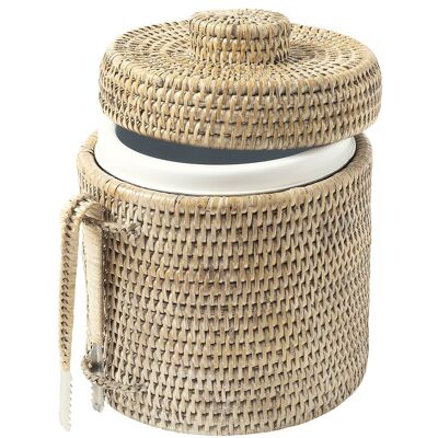 Ice bucket ice cream in white limed rattan