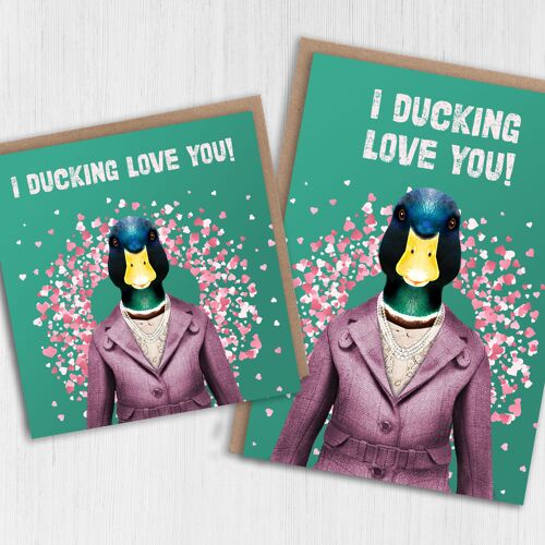 Duck anniversary, Valentine's Day card - I ducking love you (Animalyser)