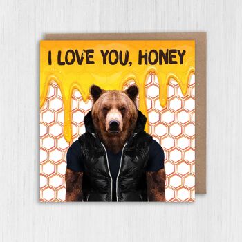 Anniversaire ours, carte Saint Valentin : je t'aime chérie (Animalyser) 2
