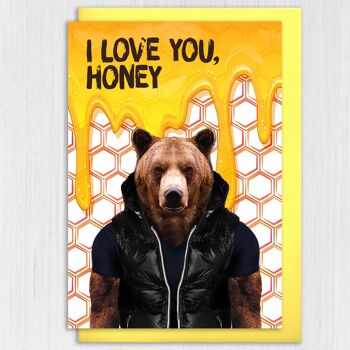 Anniversaire ours, carte Saint Valentin : je t'aime chérie (Animalyser) 3