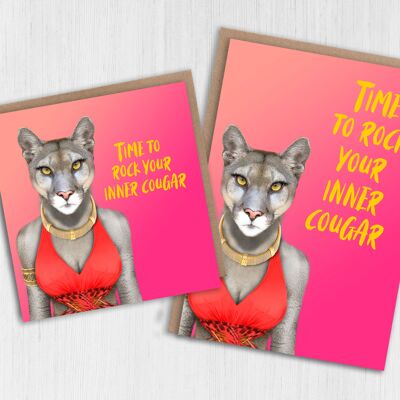 Cougar birthday, Mother's Day card: Rock your inner cougar in pink (Animalyser)