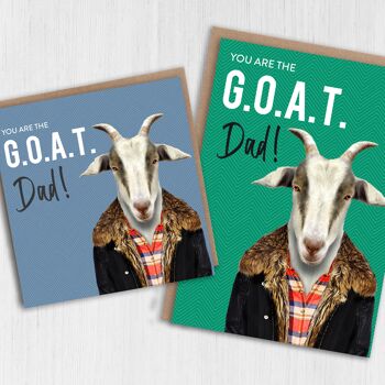 Anniversaire de chèvre, carte de fête des pères - Papa le plus grand de tous les temps (G.O.A.T.) (Animalyser) 1