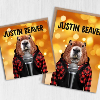 Tarjeta de cumpleaños de Beaver: Justin Beaver - Animalyser