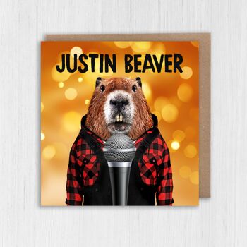 Carte anniversaire castor : Justin Beaver - Animalyser 2
