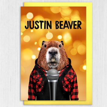 Carte anniversaire castor : Justin Beaver - Animalyser 3