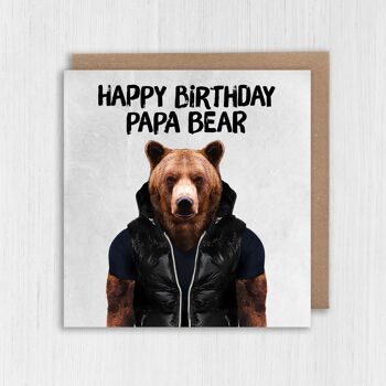 Carte anniversaire ours - Joyeux anniversaire papa ours (Animalyser) 2