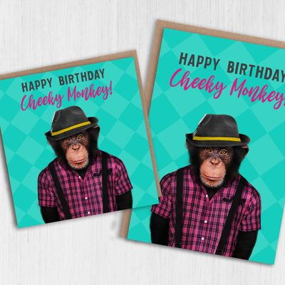 Carte d'anniversaire singe - Cheeky Monkey (Animalyser)