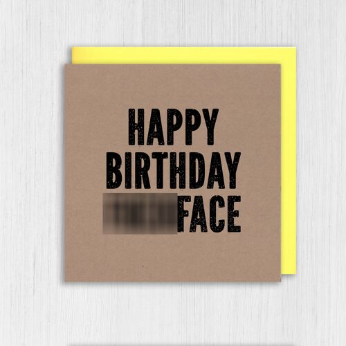 Kraft rude, swear word birthday card: Happy Birthday Fuckface