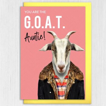 Carte d'anniversaire chèvre - Greatest of all time (G.O.A.T.) Auntie (Animalyser) 5