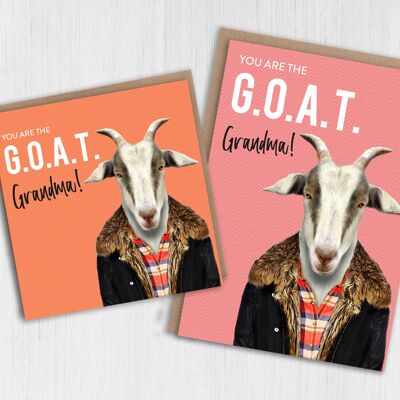 Goat birthday card - Greatest of all time (G.O.A.T.) Grandma (Animalyser)