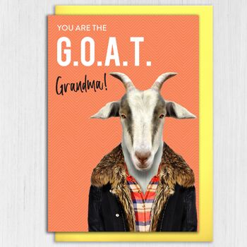 Carte d'anniversaire chèvre - Greatest of all time (G.O.A.T.) Grandma (Animalyser) 3
