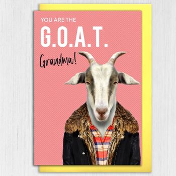 Carte d'anniversaire chèvre - Greatest of all time (G.O.A.T.) Grandma (Animalyser) 5