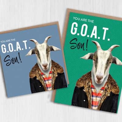 Goat birthday card - Greatest of all time (G.O.A.T.) Son (Animalyser)
